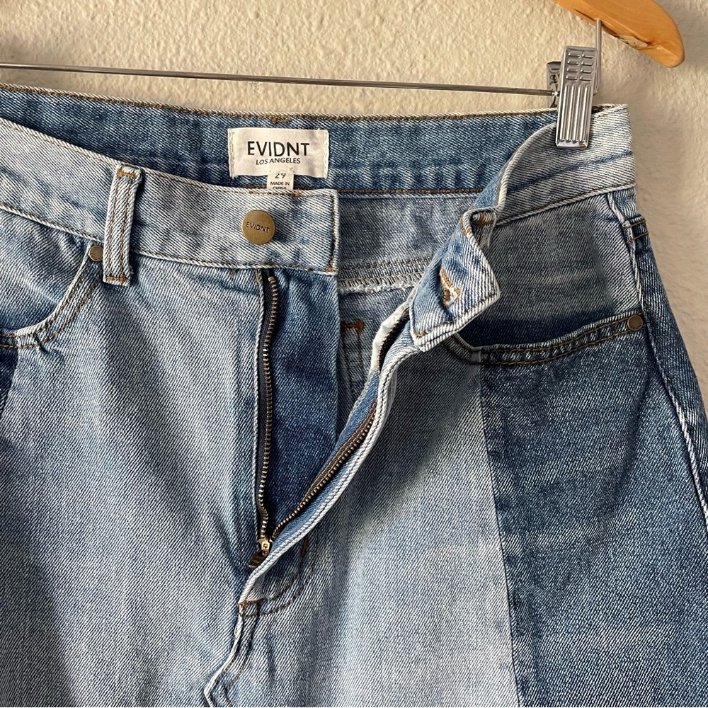 Lulus EVIDNT Tammy Cutoff Denim Skirt Women’s 29 Blue Medium Wash Patchwork Mini - Picture 7 of 13